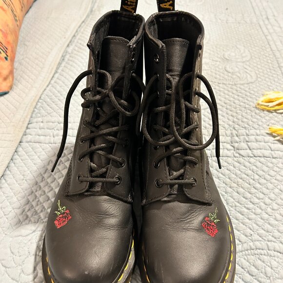 Dr Martens Floral Leather Lace Up Boots - Picture 5 of 5